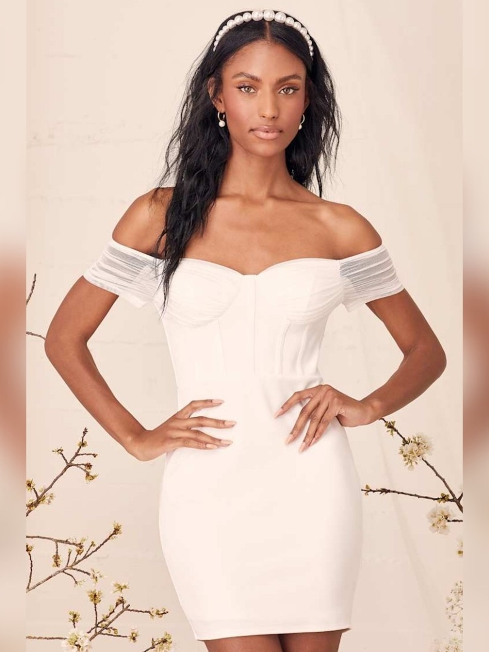 Lulus Bring the Party White Ruched Off-the-Shoulder Bodycon Dress